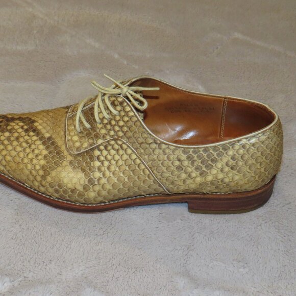 J.M. Weston Cream Snakeskin Leather Custom Made Derby 7C - Picture 4 of 12